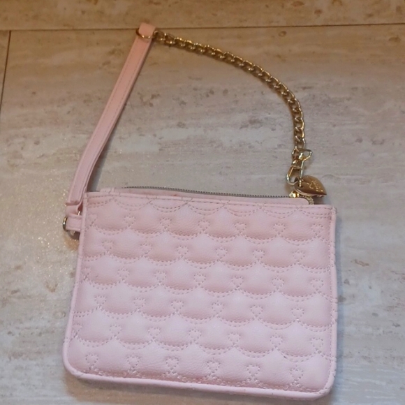 Betsey Johnson Handbags - Betsey Johnson Pink Heart Design Quilted Clutch